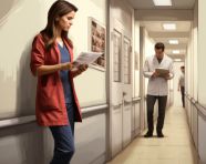 Doctor explaining diagnosis to patient, medical images stock