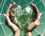 Heart gesture on green background with cross, medical images stock