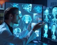 Young doctor analyzing medical image, medical images stock