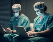 Telehealth and remote medicine, medical images stock