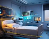 Doctor checking patient's vitals on monitor, medical images stock