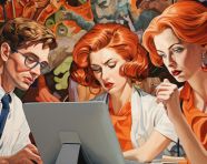 Medical staff working together on laptops, medical images stock