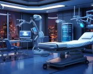 A hospital with an operating table and some equipment, medical images stock