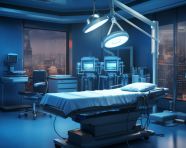 Modern hospital operating room, medical images stock