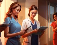 Healthcare team uses technology to stay connected, medical images stock