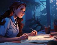 Female doctor looks at medical chart, medical images stock