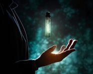 A hand in the shadows, medical images stock