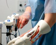 Robotic surgery in action, medical images stock