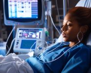 Healthcare worker in scrubs and lab coat, medical images stock