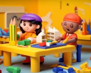 School kids working icon 3d