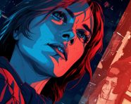 Digital art illustration and collage video game anime