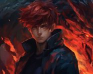 Anime man and the flame, anime style art