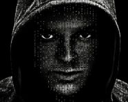 A computer hacker wearing a hoodie, ascii style art