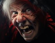 Scary old woman pictures, caricature style art