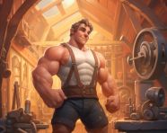 Disney muscle man in cartoon, cartoon style art
