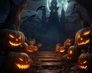 An image of a dark and scary halloween scene, gothic style art