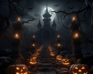 Dark and scary halloween forest, gothic style art