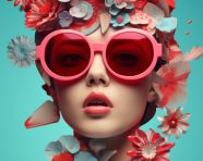 Happy girl in aviators models your latest fashion, digital collage art