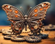 Butterfly on mechanical gears, found object art ideas