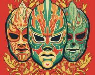 Three lucha libre masks, lucha libre