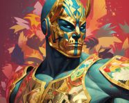 A character in a lucha libre game, lucha libre