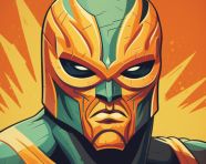 Bright orange luchador mask, lucha libre