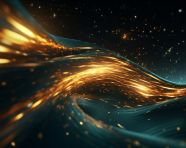 Abstract wave movement with abstracts of light and stars, fractal style art