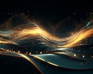 Abstract wave movement with light and stars, fractal style art
