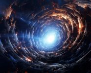 An explosion of light in space, fractal style art