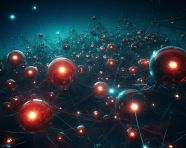 Computer network abstract background with spheres, fractal style art