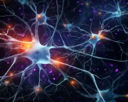 Neuron image with neurons that are highlighted, fractal style art