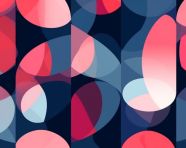 Abstract pattern with pink and blue geometric shapes, memphis style art