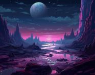 An ancient planet and pixel art rendering, pixel style art