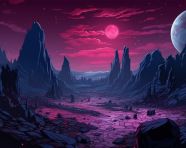 Pixelated planet surface, pixel style art