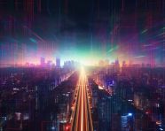 Colorful lights background, glitch style art