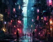 The image looks like a colorful drawing with many lines, glitch style art