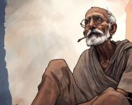 Gandhi image wallpapers of india full colour, propaganda style art