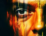 Closeup portrait of an abstract expressionism art