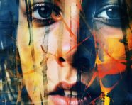 Closeup portrait of a women an abstract expressionism art