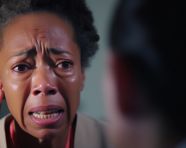 A close-up of the persons face, mental health