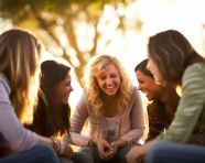 Circle of friends sharing stories, mental health