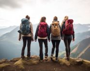 Friends bonding on a hiking trip, mental health