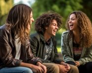 Happy friends spending time together, mental health