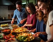 Cooking dinner with friends, mental health