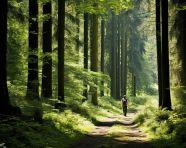 A person walking through a forest, mental health