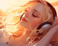 Womans soul stirs as she listens to music, mental health