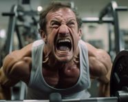 A man lifting weights in a gym, mental health