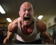 Muscular man working out, mental health