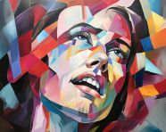 A crystal cubism art painting