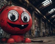 A red cartoon character, 3d graffiti art